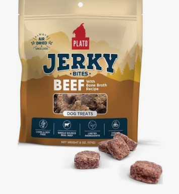 PLATO DOG JERKY BITES BEEF 6OZ