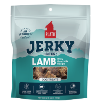 PLATO DOG GRAIN FREE JERKY BITES LAMB 6OZ