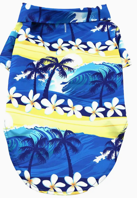 Hawaiian Camp Shirt- Catching Waves-Small