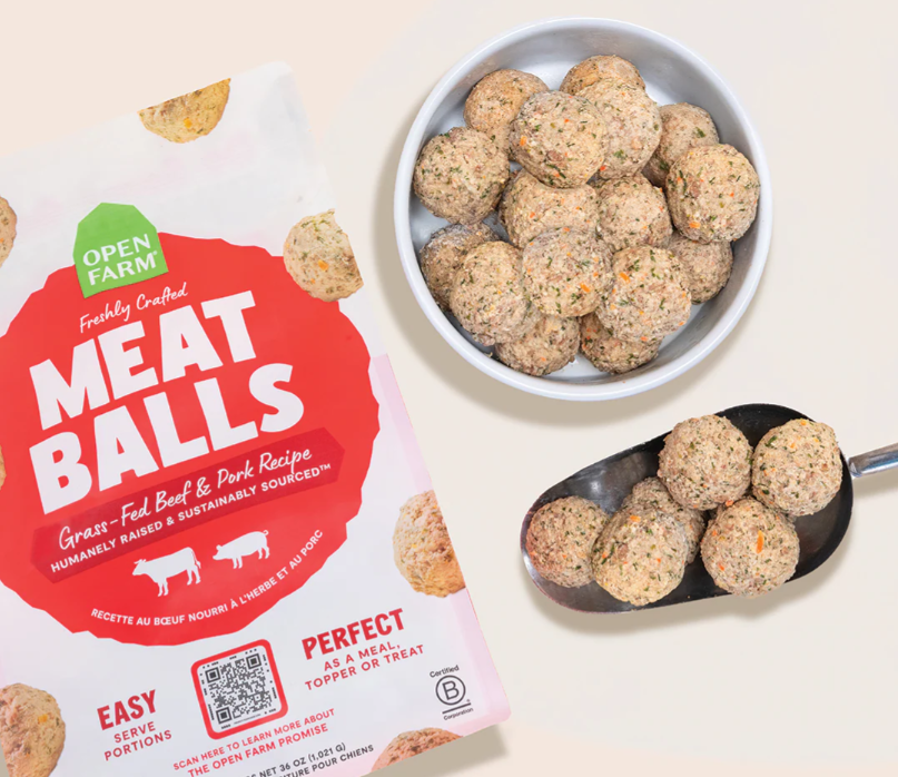 Open Farm Grass-Fed Beef & Pork Freshly Crafted Meatballs for Dogs - 14 OZ