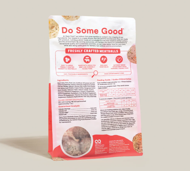 Open Farm Grass-Fed Beef & Pork Freshly Crafted Meatballs for Dogs - 14 OZ