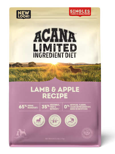 ACANA Singles Limited Ingredient Diet Lamb & Apple Formula Dry Dog Food, 4.5-lb