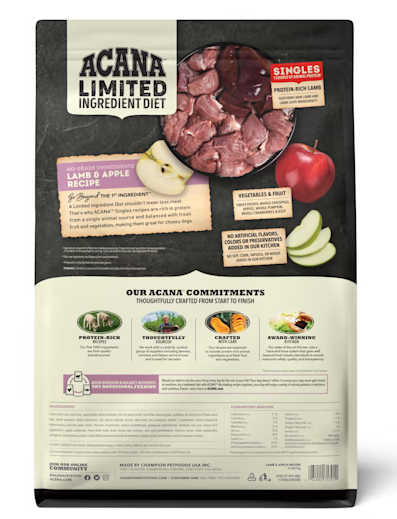 ACANA Singles Limited Ingredient Diet Lamb & Apple Formula Dry Dog Food,  13lb