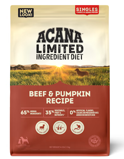 ACANA Singles Limited Ingredient Beef & Pumpkin Grain-Free Dry Dog Food, 13lb
