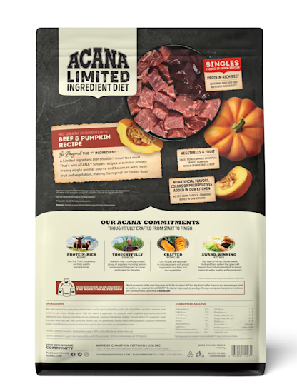 ACANA Singles Limited Ingredient Beef & Pumpkin Grain-Free Dry Dog Food, 13lb