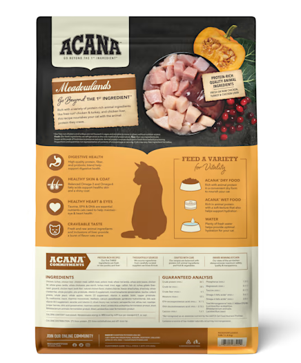 ACANA Meadowlands Grain-Free Dry Cat Food, 10-lb