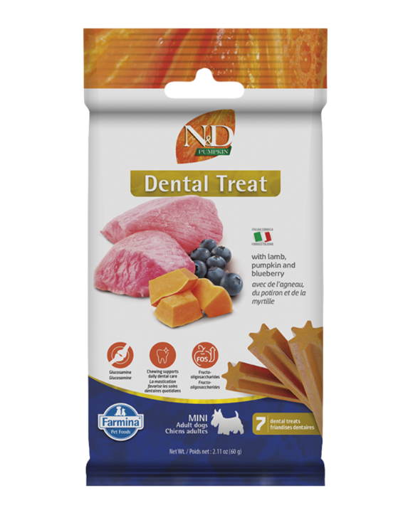 FARMINA DOG N&D PUMPKIN TREAT MINI GRAIN FREE LAMB & BLUEBERRY 60G