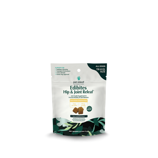Pet Releaf Hip and Joint Releaf Peanut Butter Banana CBD Edibites for Small Dogs