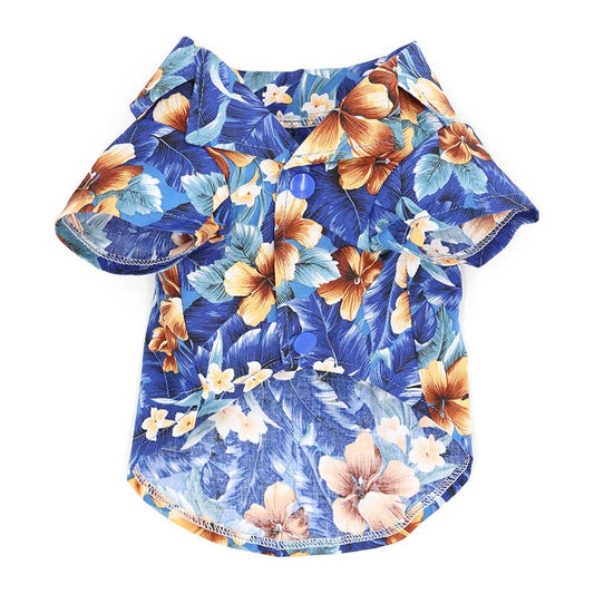 Tropical Floral Shirt: Blue / XL