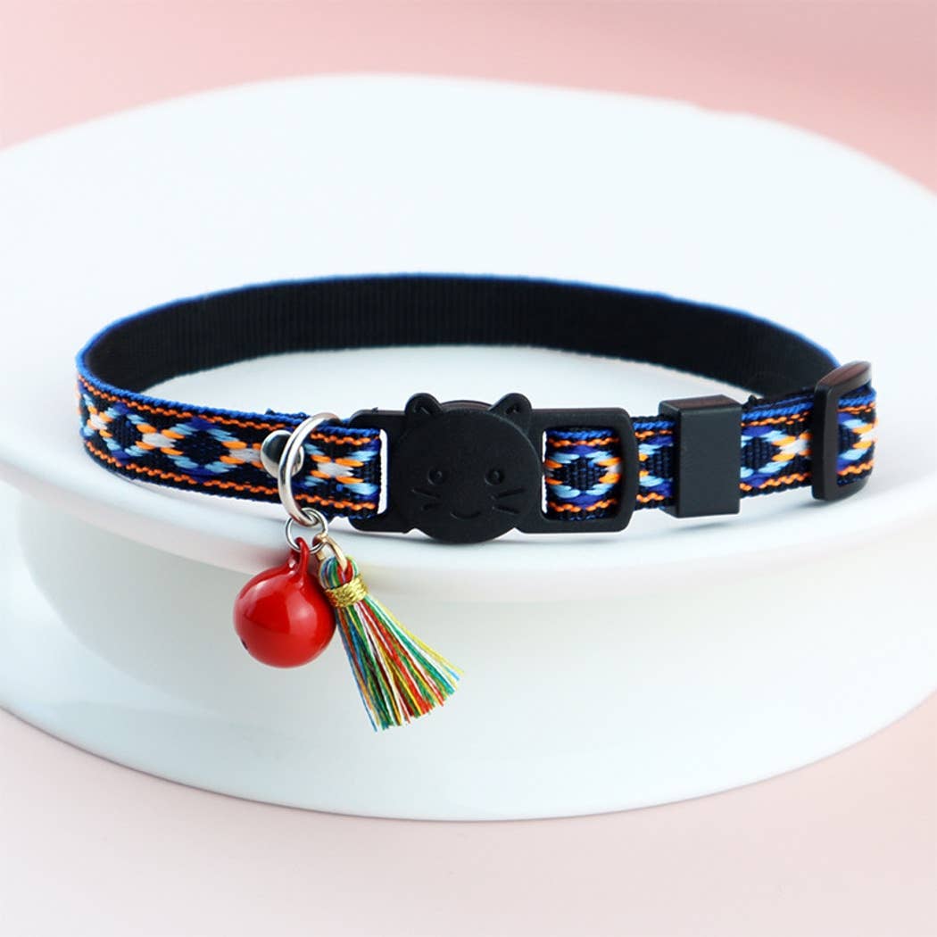Mokka - Vintage Geometric Patterns Cat Collar: Purple / A