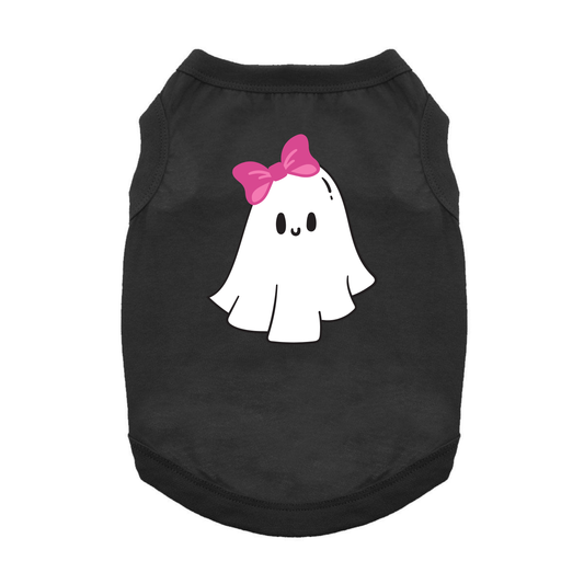 Cute Ghost with Bow Dog Tank - Jet Black: 2X-Large