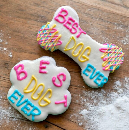 6 inch Best Dog Ever Bone & Paw Dog Treats