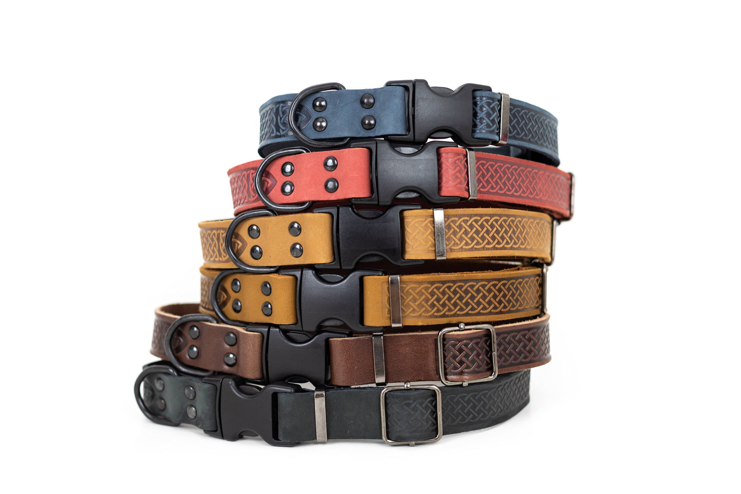 Leather Dog Collar Soft Celtic Sport Style: Navy Soft / M 3/4" Wide 12"-18" Range