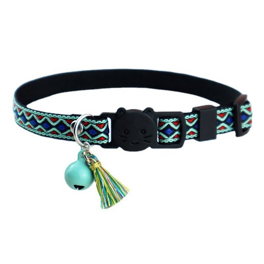 Mokka - Vintage Geometric Patterns Cat Collar: Purple / A