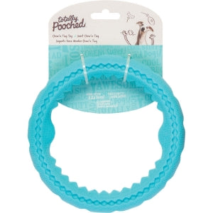 TOTALLY POOCHED DOG CHEW N TUG RING TEAL 6.5 INCHES