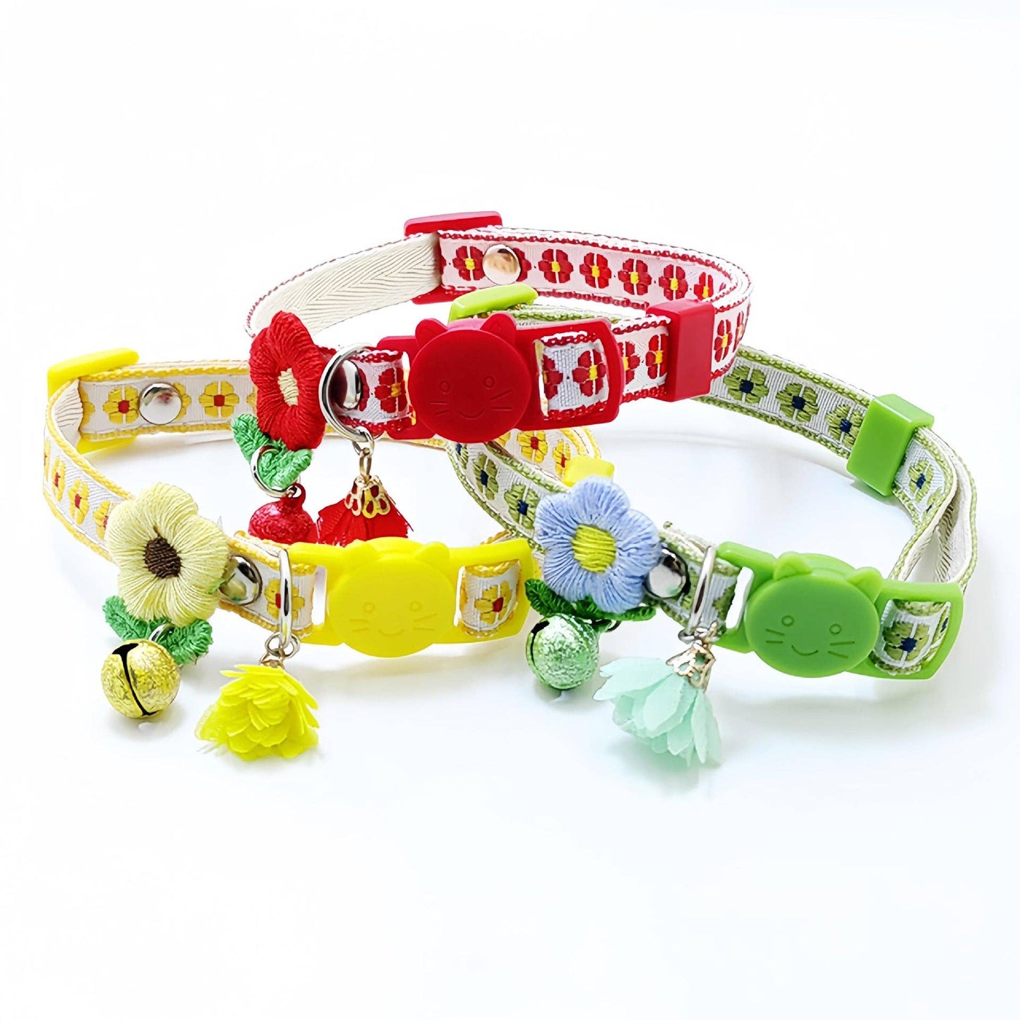 Mokka – Floral Charm Cat Collar: Green