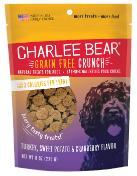 Charlee Bear Natural Bear Crunch Turkey, Sweet Potato & Cranberry Grain-Free Dog Treats, 8-oz