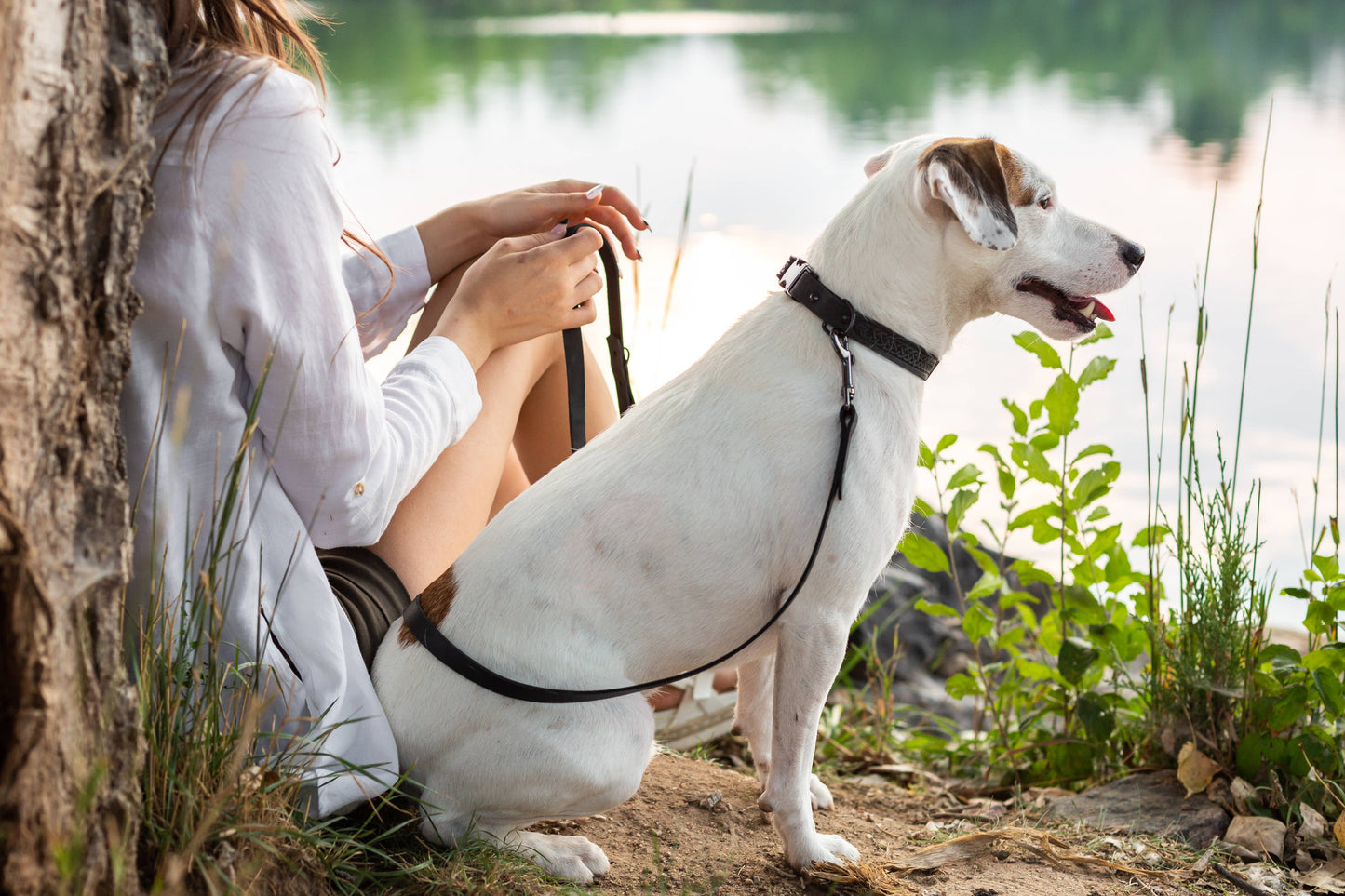 Leather Dog Collar Soft Celtic Sport Style: Navy Soft / L 1" Wide 15"-23" Range