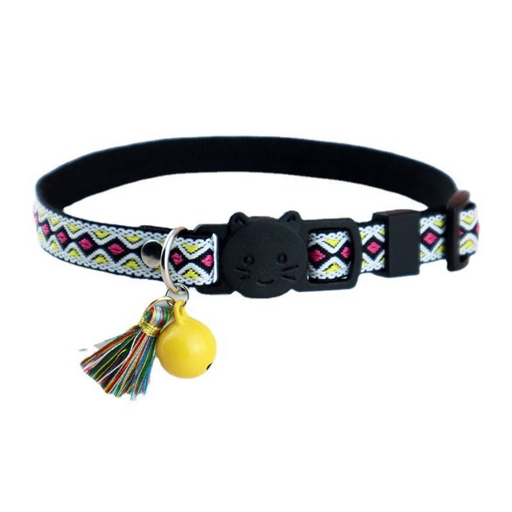 Mokka - Vintage Geometric Patterns Cat Collar: Blue / A