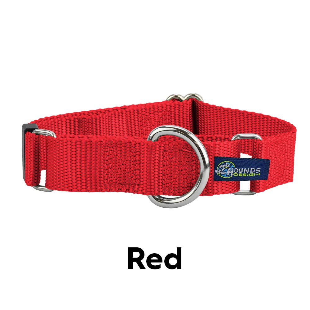 5/8" and 1" Martingale Nylon Dog Collar: 1" X-Large / Black