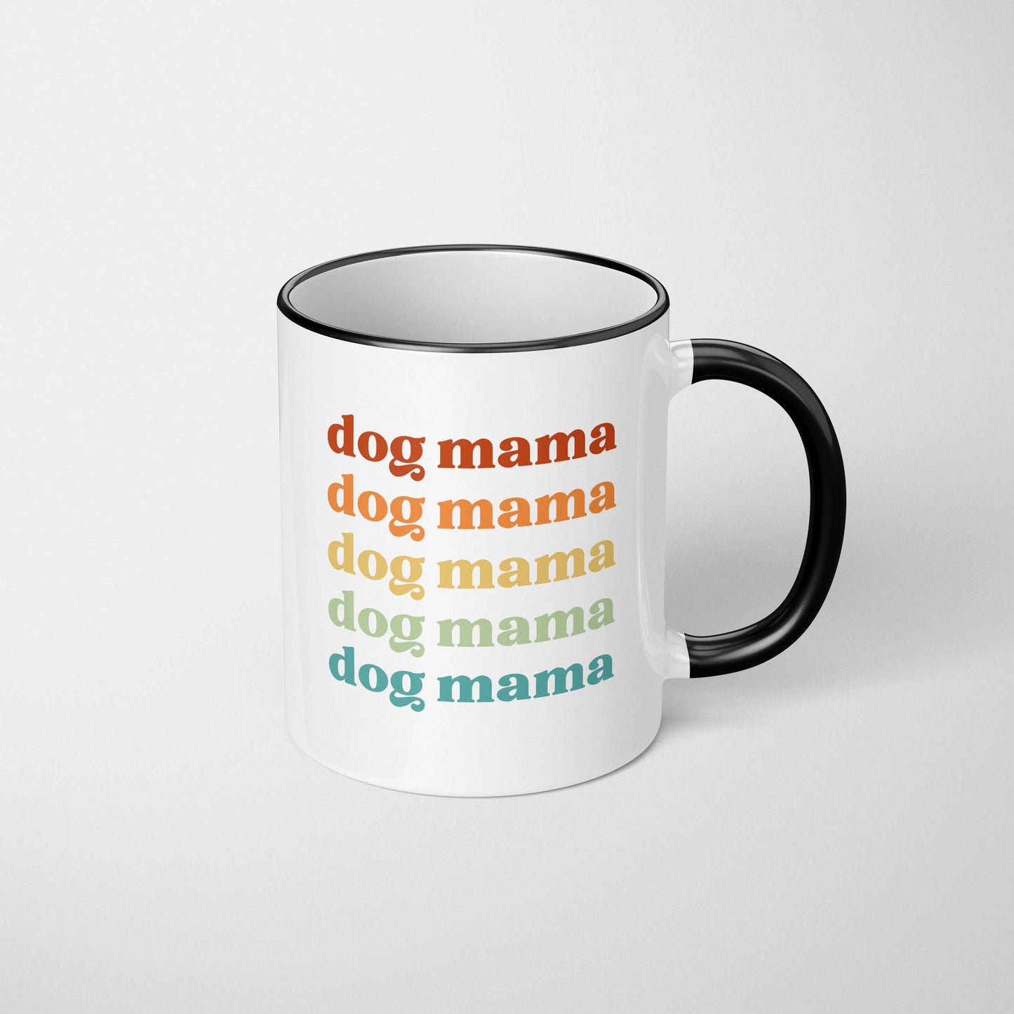 Retro Dog Mama Mug: 11oz Black Rim/Handle
