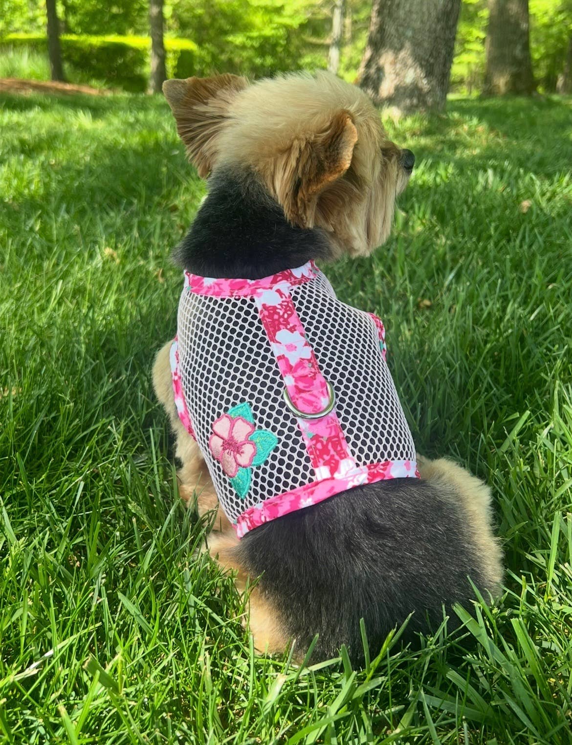 Cool Mesh Dog Harness - Hawaiian Hibiscus Pink: X-Small