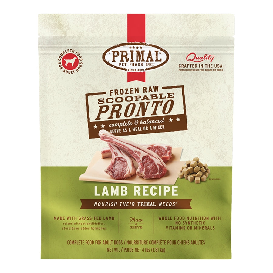 Primal Pronto Raw Frozen Lamb Formula Dog Food (Size: 4-lb)