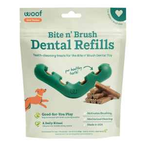 WOOF DOG BITE N BRUSH BEEF REFILL - 18 PACK