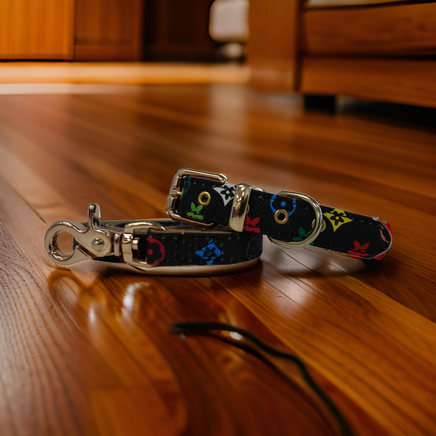 Audrey Black Luxury Collar and Leash Set: Medium