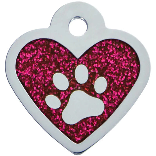 Pink Glitter Epoxy Inlay Paw Small Heart