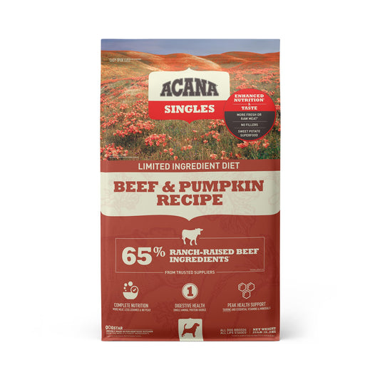 ACANA Singles Limited Ingredient Beef & Pumpkin Grain-Free Dry Dog Food, 22.5-lb