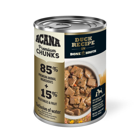 ACANA Premium Chunks Duck Recipe in Bone Broth Wet Dog Food, 12.8-oz