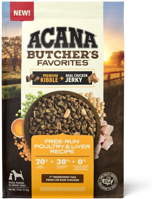 ACANA Butcher's Favorite Free-Run Poultry & Liver Recipe Dry Dog Food, 17-lb