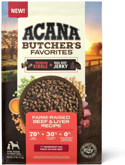 ACANA Butcher's Favorites Farm-Raised Beef & Liver Recipe Dry Dog Food, 17-lb