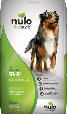 Nulo Dog Freestyle Trout & Sweet Potato Recipe Grain-Free Senior Dry Dog Food, 11-lb (Size: 11-lb)