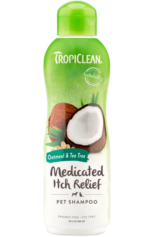Tropiclean Oatmeal & Tea Tree Medicated Itch Relief Pet Shampoo, 20-oz