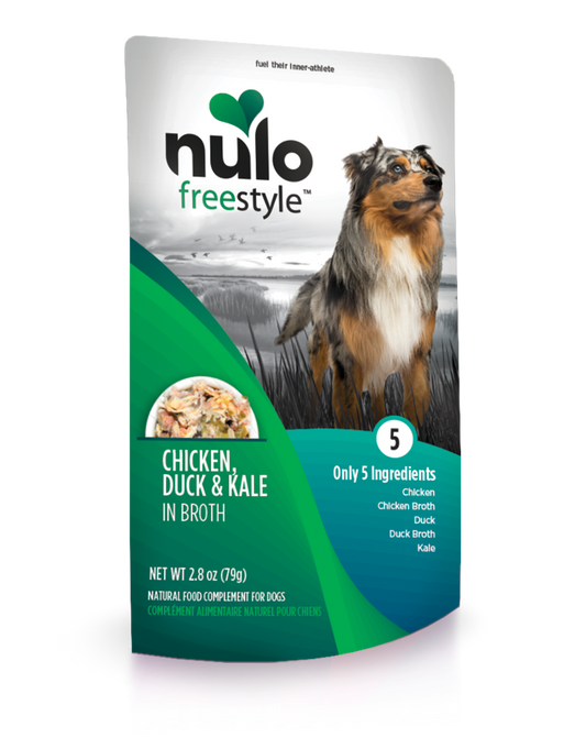 Nulo Dog Freestyle Chicken, Duck & Kale in Broth Grain-Free Dog Food Topper Pouch, 2.8-oz (Size: 2.8-oz)