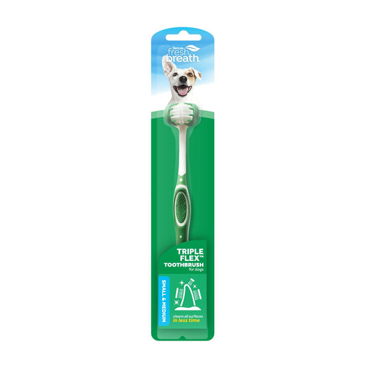 Tropiclean Fresh Breath Triple Flex Toothbrush for Small & Medium Dogs