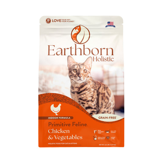 Earthborn Holistic Grain-Free Primitive Feline Dry Indoor Formula Cat Food Chicken & Vegetables, 1ea/4 lb
