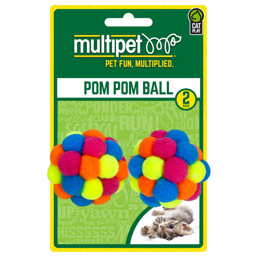 Multipet PomPom Ball w/ Rattle Cat Toy