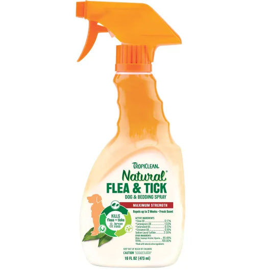 Tropiclean Natural Flea & Tick Spray for Dogs & Bedding, 16-oz bottle